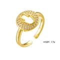 Adjustable gold-plated copper Hamsa ring with white cubic zirconia pavé stones - Gold White Hamsa Hand