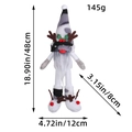 Christmas gnome doll with reindeer antlers and long legs, 48cm height size chart guide - Black