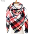 British style oversized red plaid imitation cashmere scarf with tassels and thick fabric - 140x140cm / 15# White Red Multicolor Plaid