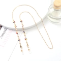 Gold glasses chain with colorful Evil Eye enamel beads and anti-slip silicone loops - 1176-2 (Red/Yellow/Blue Eye)