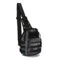 Tactical black camouflage chest bag with durable MOLLE webbing and adjustable shoulder strap - Python Black Camouflage