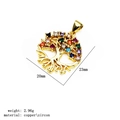 Golden tree of life pendant featuring colorful cubic zirconia stones and 23mm height - Tree of Life Shaped Pendant (2#)