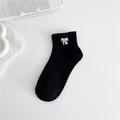 Women's black cotton low-cut socks featuring a delicate silver bow detail - Black - Bow