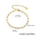 18k gold plated stainless steel paperclip chain bracelet with adjustable link and round tag - E619-Gold Bracelet 16+5cm