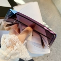 Oversized rimless sunglasses with gradient purple lenses and silver rivet studs detail - Gold Frame Gradient Grey