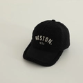 Detail of Boston 1630 embroidery on black corduroy and warm sherpa fleece baseball cap - 52-54cm 3-8 Years / Black