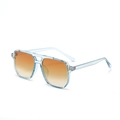 Moderne quadratische Doppelsteg-Sonnenbrille mit hellblauem Rahmen und orangefarbenem Verlauf - Blauer Rahmen Orange Linse