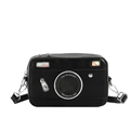 Fashionable camera shaped crossbody bag in black PU leather with reflective details - Black
