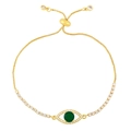 Bracciale regolabile in oro occhio del male con zircone verde e catena box da donna - Verde