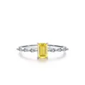 S925 Sterling Silber Ring mit gelbem Zirkon im Smaragdschliff und Marquise-Steinen - US-Größe 5 / Gelber Zirkonia
