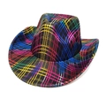 Detail of colorful rainbow gradient striped pattern on a Western style cowboy hat texture - Black / M(56-58cm)