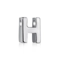 Polished S925 silver pendant in H letter shape with high gloss finish and dual holes - White Gold DY130012 (H)