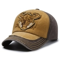 Cappellino da baseball vintage con ricamo teschio di toro in marrone e caffè scuro - Giallo