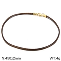 Brown braided leather cord necklace with a golden lobster clasp 450mm length 4g weight - Gold Buckle Brown Rope (KN201934-Z)