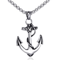 Titanium steel necklace with silver anchor pendant and box chain for men fashion - Classic Ship Anchor