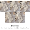 Set di 5 paia di calze a rete da donna in cotone bianco con vari motivi a maglia - 5 Paia - Stili Misti 4