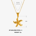 Collier pendentif étoile de mer dorée en acier inoxydable sur une fine chaîne en O - Pendentif Étoile de Mer / 40cm+5cm / Doré