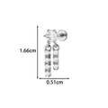 Silver steel labret stud with dangling cubic zirconia stones and 1.66cm length detail - Silver Round Tassel (2622-4# Silver)