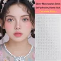 Self-adhesive 3mm silver rhinestone facial stickers for eye makeup decoration with 450 pcs - 3mm Silver Round Rhinestone