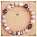 Bracelet en perles de pierre naturelle pour 40e anniversaire sur carte sentimentale - Bracelet en Pierre de Lave Zébrée Rose + Carte Joyeux 40ème