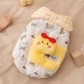 Quilted white dog vest with cartoon patterns and yellow plush pocket for small pets - Limited Edition Yellow Bear With Two Legs / S (Recommended weight 1.5-2.5kg)