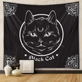 Dettaglio dell'arazzo gatto nero appeso alla parete per decorazione di interni - Black Cat Portrait (LT156-3) / 73X95CM Tessuto Spazzolato