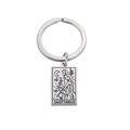Portachiavi in acciaio inossidabile con segno zodiacale Sagittario e ciondolo rettangolare - Argento - Sagittario (Portachiavi 12 Segni Zodiacali Colore Acciaio - 4)