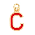 Golden edge pendant with red enamel letter C charm for DIY necklaces and jewelry making - Red - Letter C