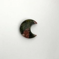 Natural moon-shaped gemstone pendant in dark green and red mottled texture finish - Unakite