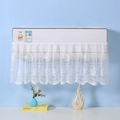 White lace air conditioner cover with rose embroidery and elegant scalloped lace edges - Grid Rose/Pleated