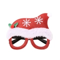 Sparkly red glitter Christmas hat eyewear frame with pompom and snowflakes for party decor - SDYJ-5-7 Red Christmas Hat