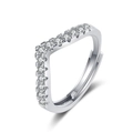 Bague classique en V en argent avec moissanite et anneau ouvert réglable - Ouvert Réglable / Design Ouvert en Forme de V (MS124)