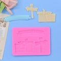Christmas signpost and gift box silicone mold for DIY cake baking and crafts - Christmas Text Gift Box Sign (610) / Pink