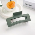 Large matte dark green square claw clip for women with elegant frosted finish - 10.5cm / Army Green