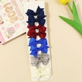 Set of 10 handmade grosgrain ribbon bow hair clips in five classic solid colors for girls - Style 12