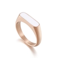 Minimalistischer Ring aus Roségold-Edelstahl mit rechteckiger weißer Einlage und Mattierung - US 6 / Roségold Weißer Stil (KR101360-KFC)