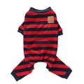 Pigiama per cani stile britannico a strisce rosse e nere in maglia per piccoli animali - S / Righe Rosso Blu