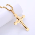 Collana a doppio strato in acciaio inossidabile dorato con ciondolo a croce e strass - Con catena / Oro