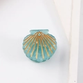 Pinza de pelo con forma de concha azul y vetas doradas para flequillo y mechones - Azul Translúcido