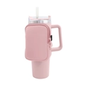 Pink 40oz insulated tumbler with neoprene sleeve and matching zipper coin pouch - Single Pocket Light Pink