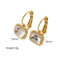 Gold-toned huggie hoop earrings with rectangular clear cubic zirconia stones - White (AE41597F1A2)