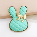Mint green bunny charm with gold checkered pattern for DIY shoe accessories - Light Green