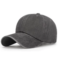 Berretto da baseball grigio scuro lavato in cotone invecchiato con design morbido - Regolabile / Nero