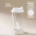 710ml Tritan straw cup in white with telescopic straw for boba pearl milk tea - 24oz / White