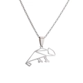 Collana con ciondolo a forma di camaleonte origami in acciaio inossidabile lucido - Camaleonte / Argento