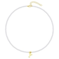 Elegant pearl necklace featuring a minimalist gold-plated letter Y pendant with lobster clasp - Letter Y