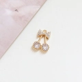 Golden cherry pendant with bow and sparkling cubic zirconia for DIY jewelry making - 11# Large Cherry (Bow)