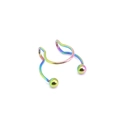 Rainbow U-shaped stainless steel nose clip with spherical ends on white background - Colored Beads