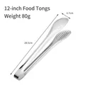 Pince alimentaire en acier inoxydable de 12 pouces, longueur 28,5 cm pour barbecue et steak - Type standard / 12 Pouces / Argent