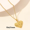 Collana con pendente a cuore in oro 18k con texture martellata e incisione floreale - S885 / 19x21mm / Oro-Rilievo Floreale